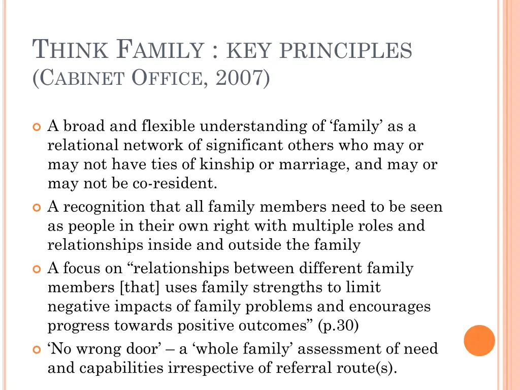 t hink f amily key principles c abinet o ffice