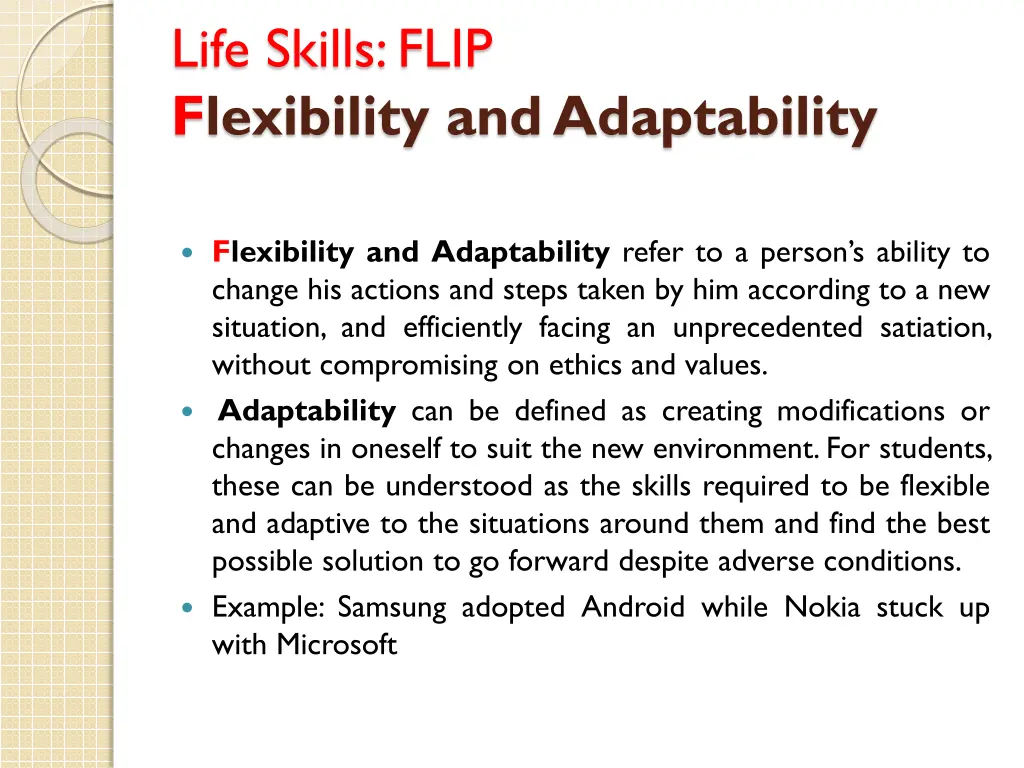 life skills flip flexibility and adaptability