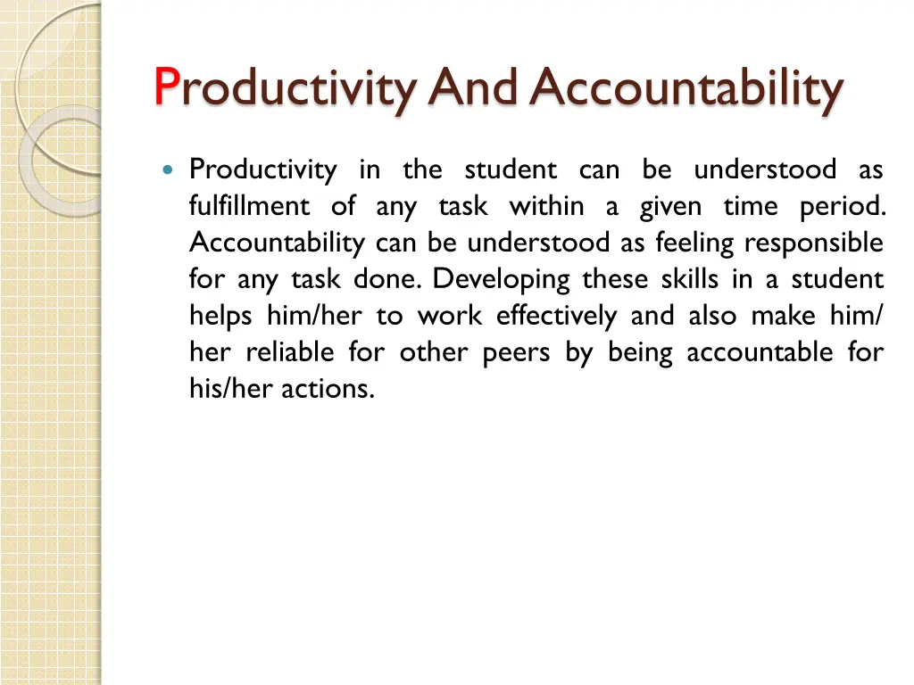 productivity and accountability