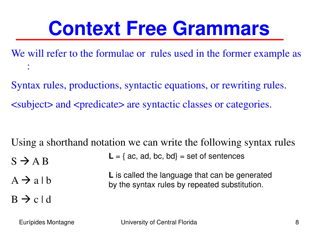 context free grammars 2