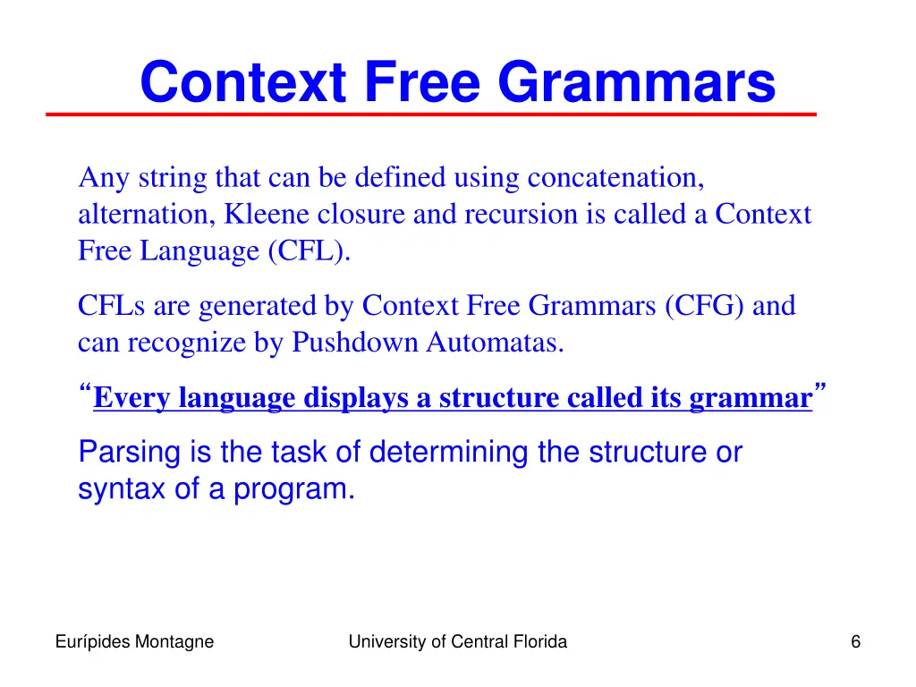 context free grammars
