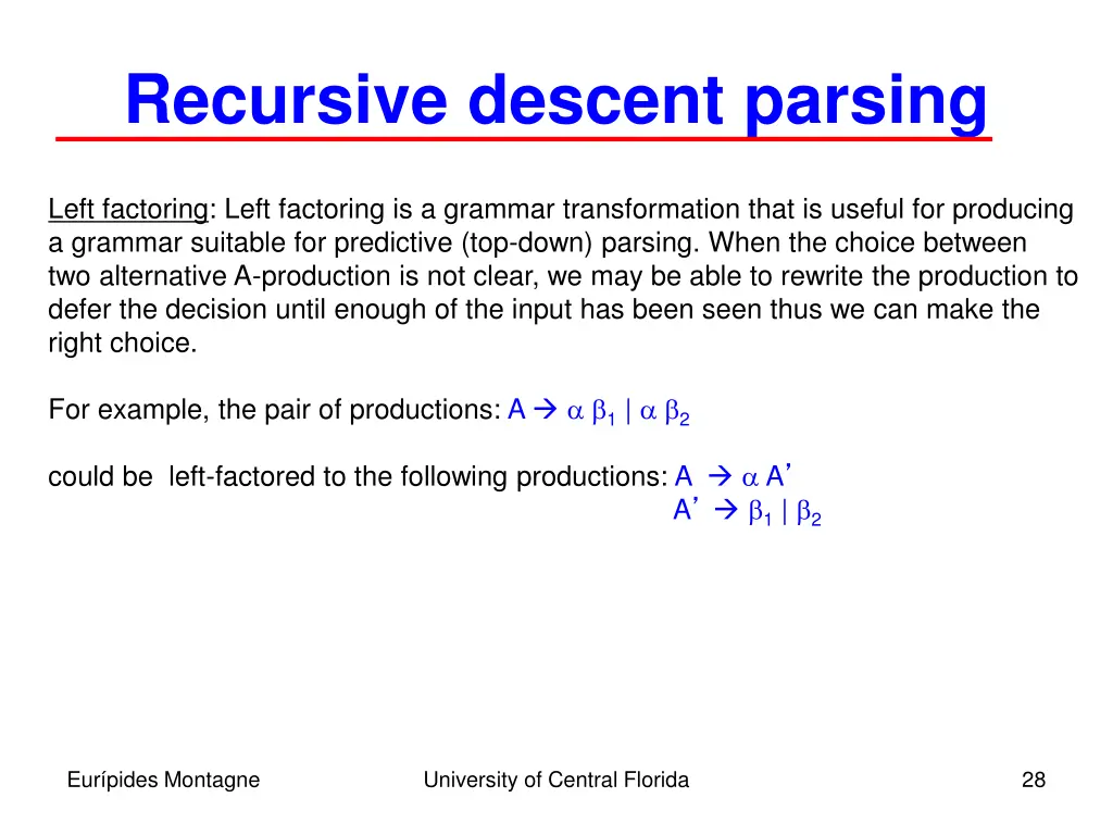 recursive descent parsing 1