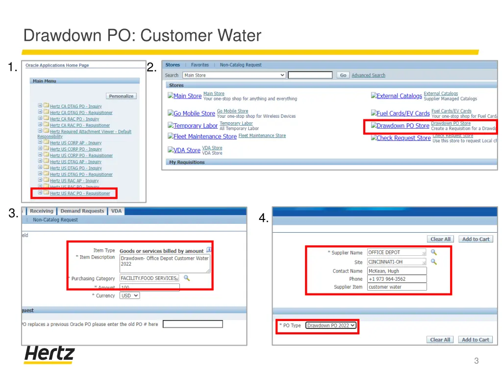 drawdown po customer water