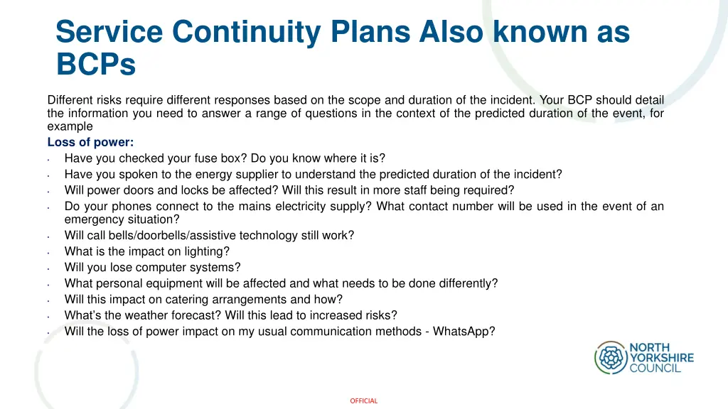 service continuity plans also known as bcps