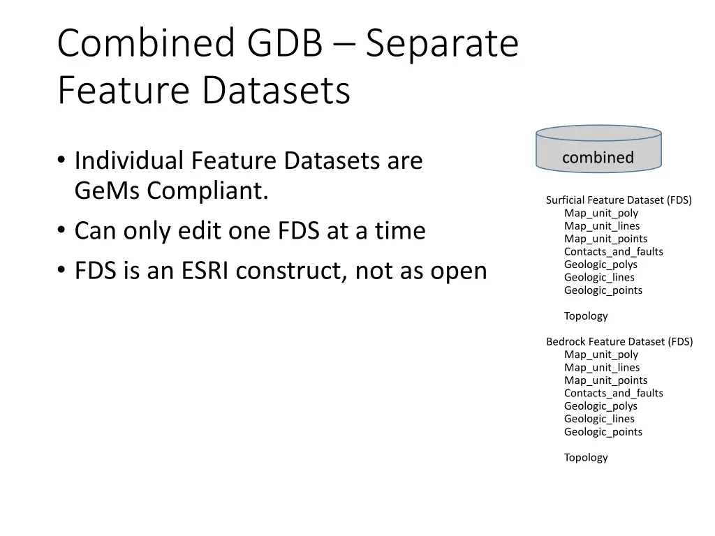 combined gdb separate feature datasets
