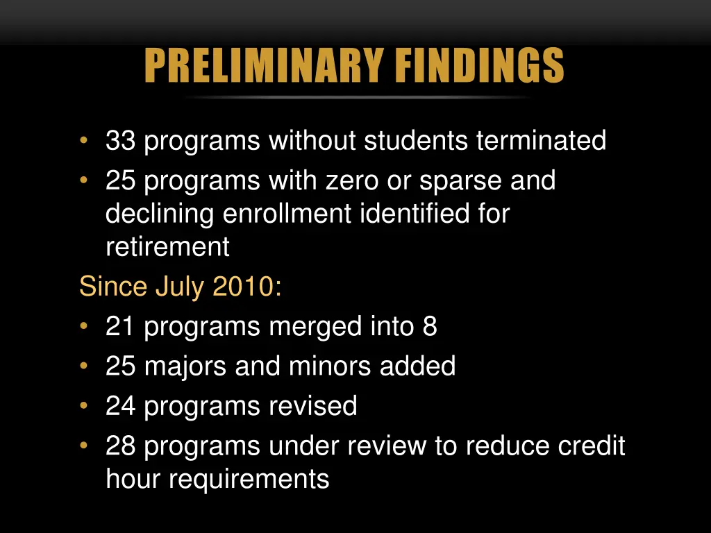 preliminary findings