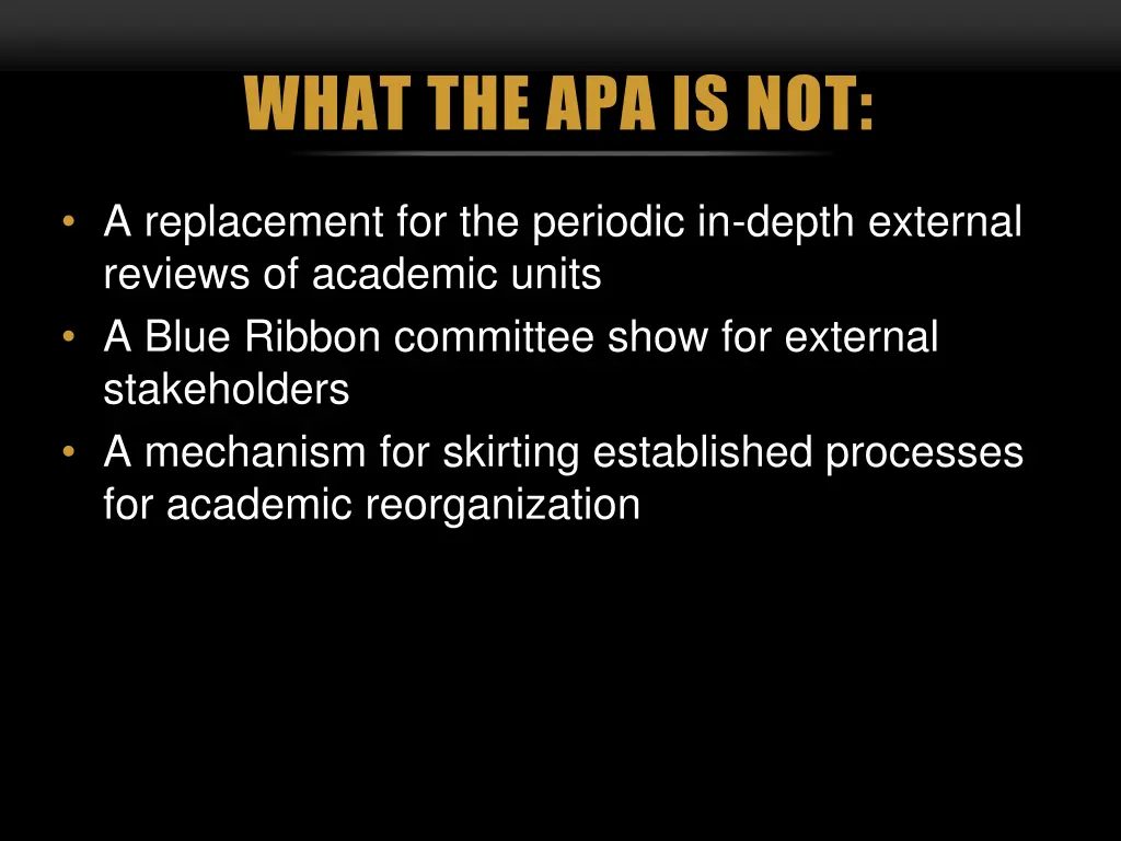 what the apa is not