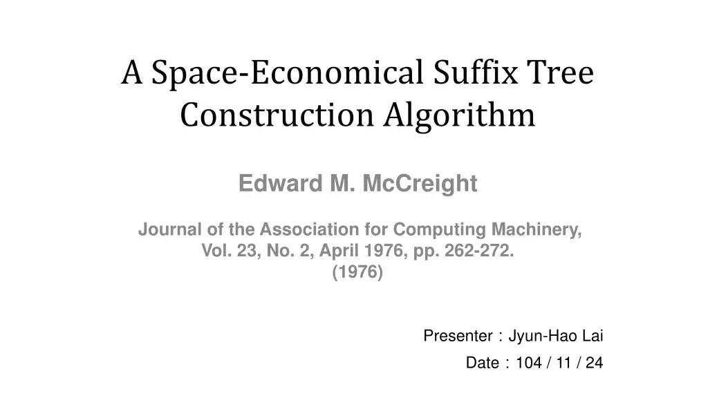 a space economical suffix tree construction