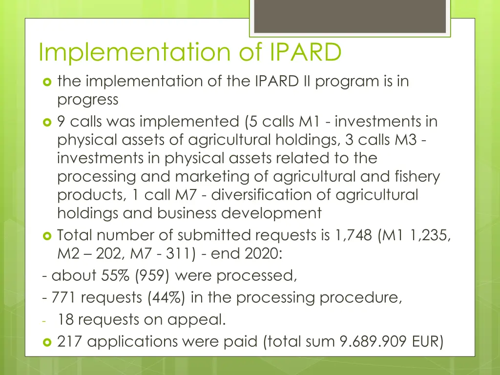 implementation of ipard the implementation