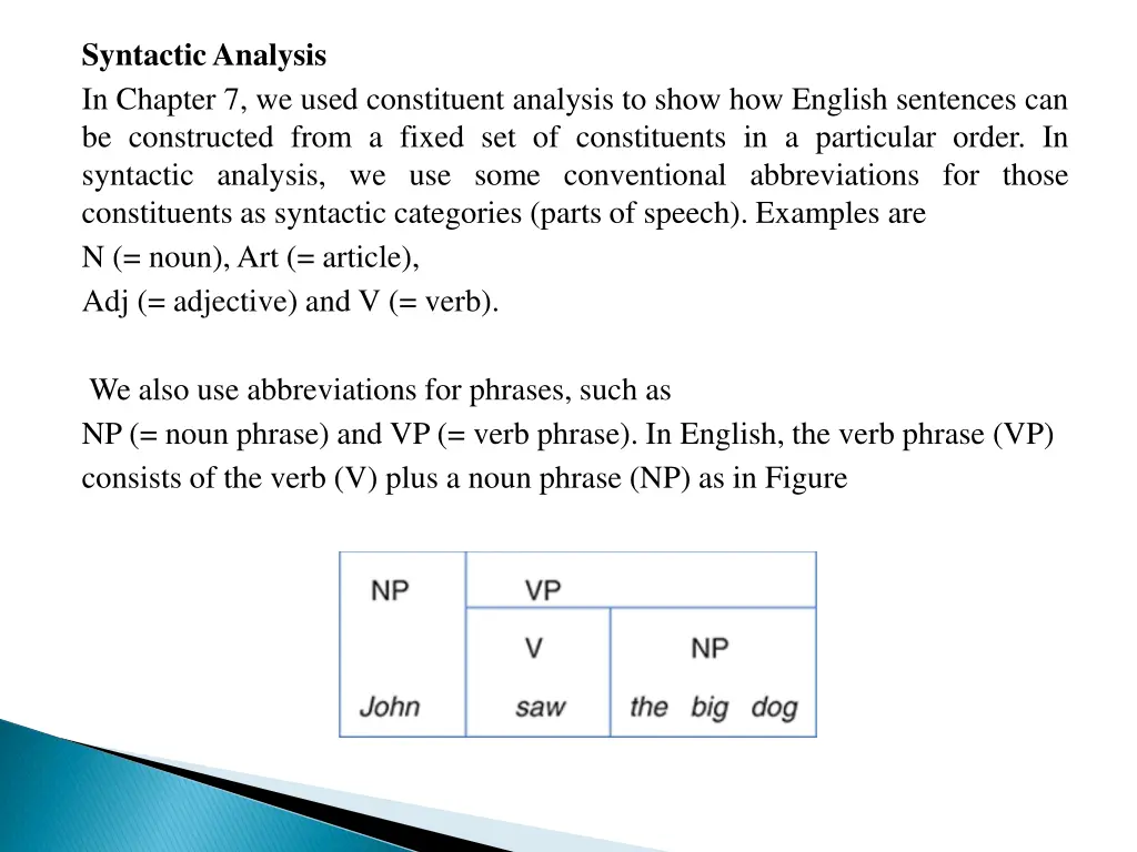 syntacticanalysis in chapter 7 we used