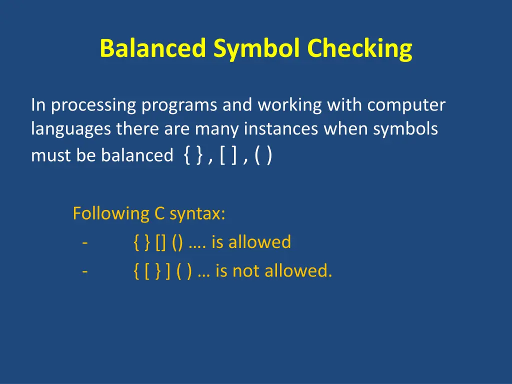 balanced symbol checking 1