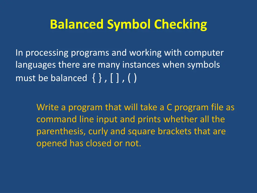 balanced symbol checking