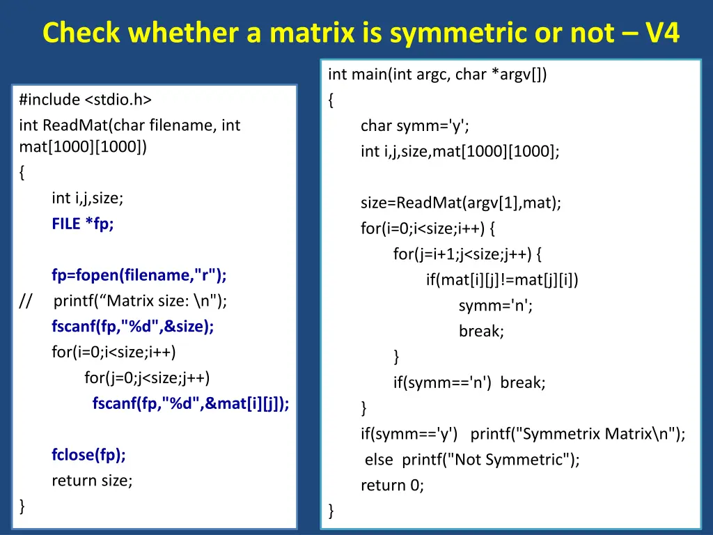 check whether a matrix is symmetric or not v4