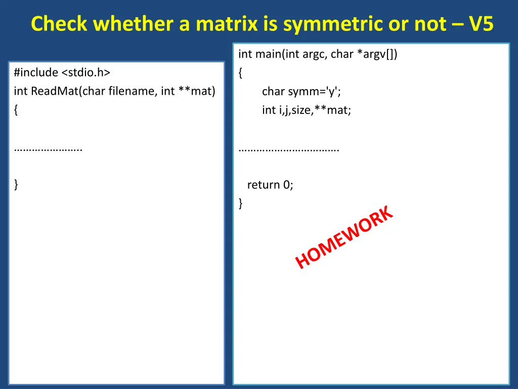 check whether a matrix is symmetric or not v5