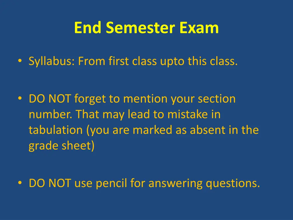 end semester exam