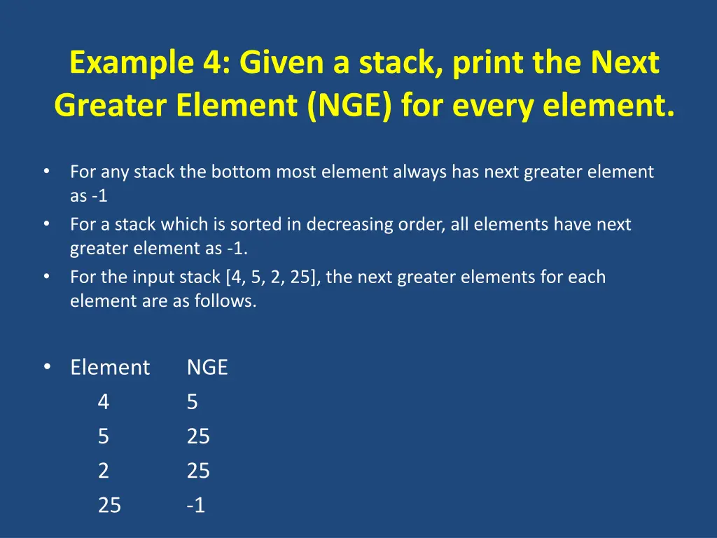 example 4 given a stack print the next greater