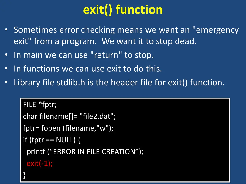 exit function