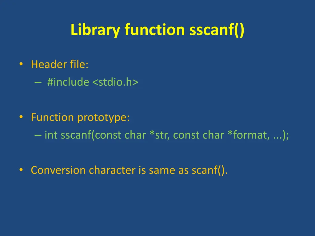 library function sscanf