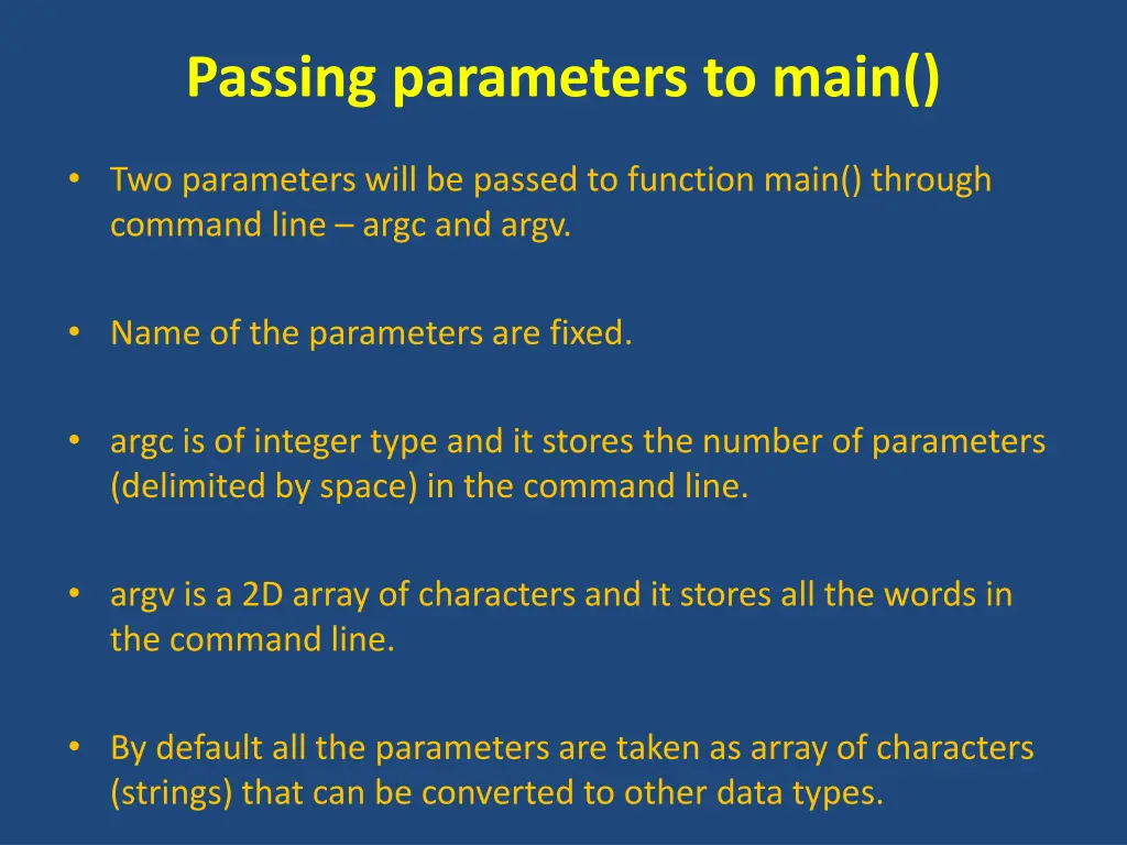 passing parameters to main 3