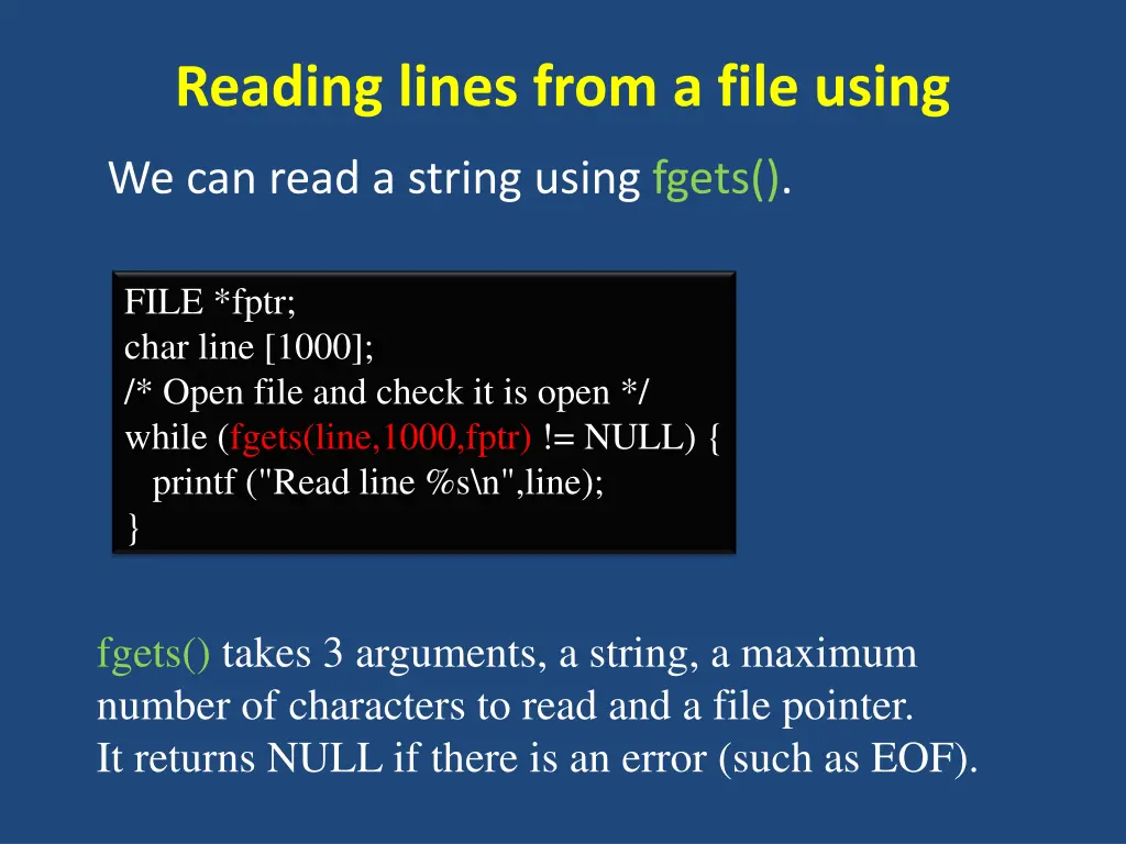 reading lines from a file using