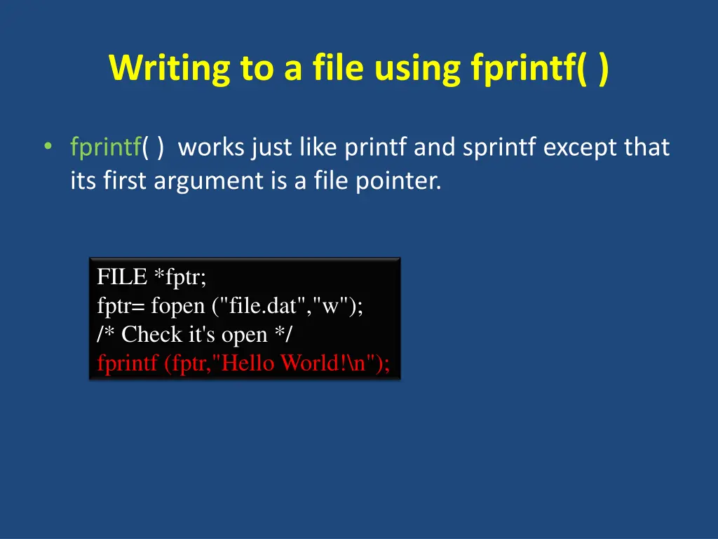 writing to a file using fprintf