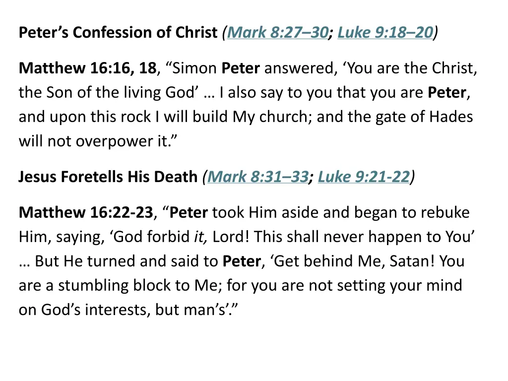 peter s confession of christ mark 8 27 30 luke