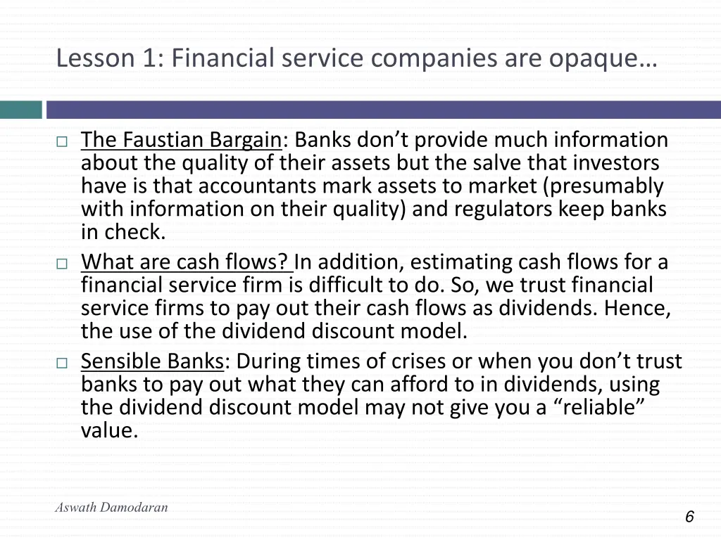 lesson 1 financial service companies are opaque
