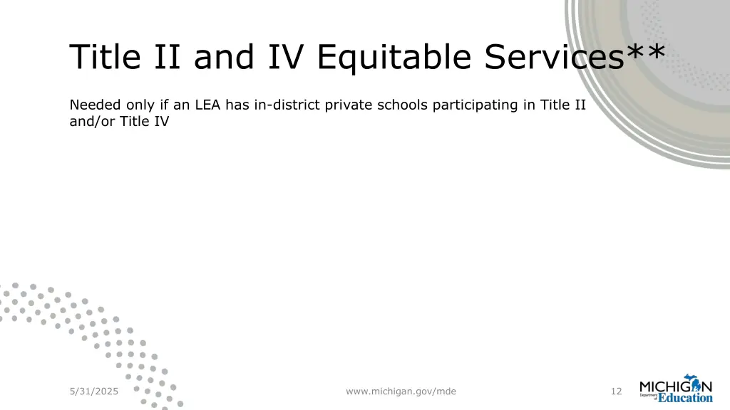title ii and iv equitable services