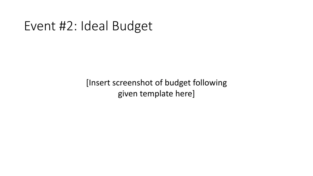 event 2 ideal budget