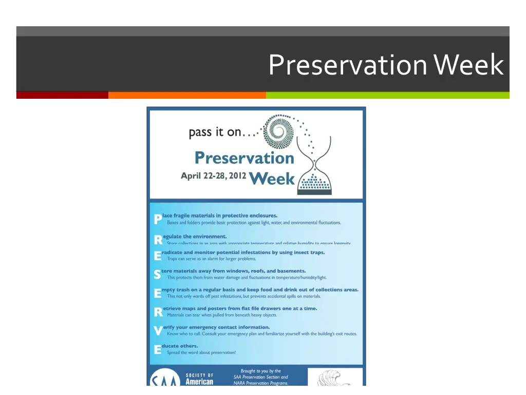 preservation week 1