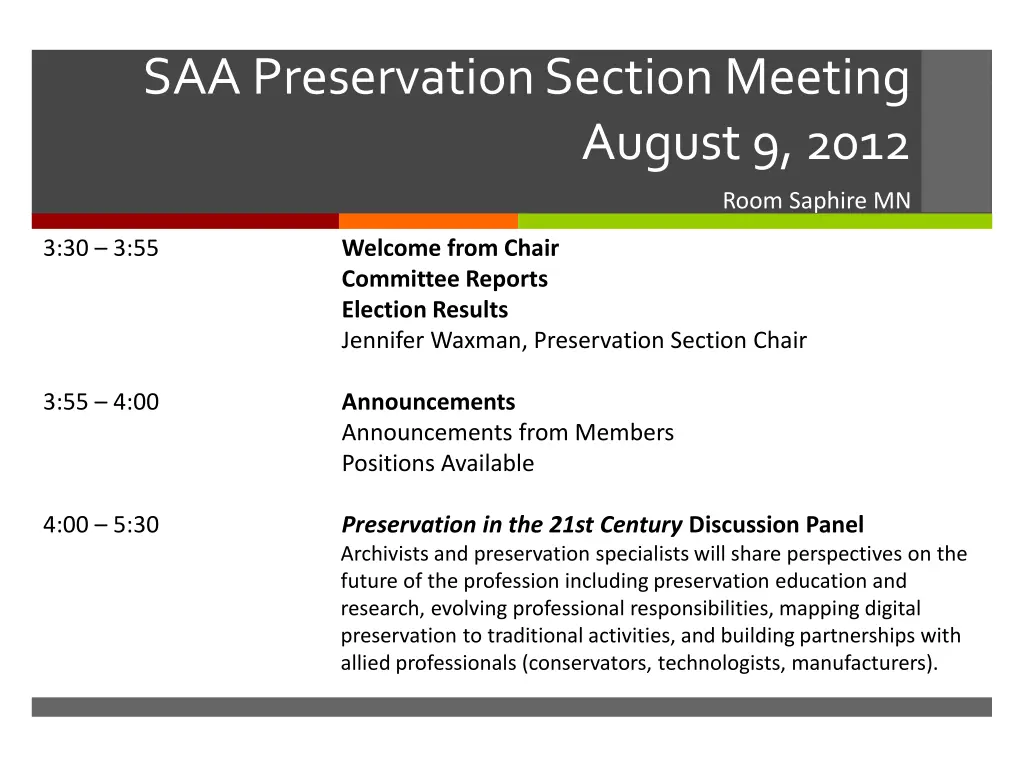 saa preservation section meeting