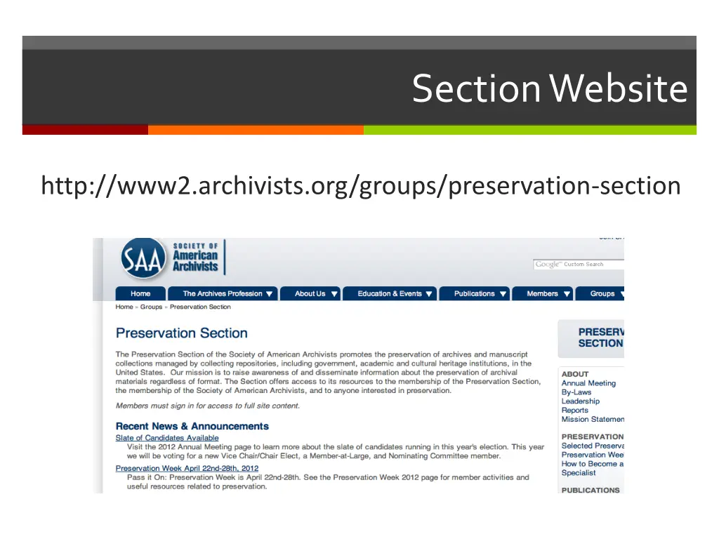 section website