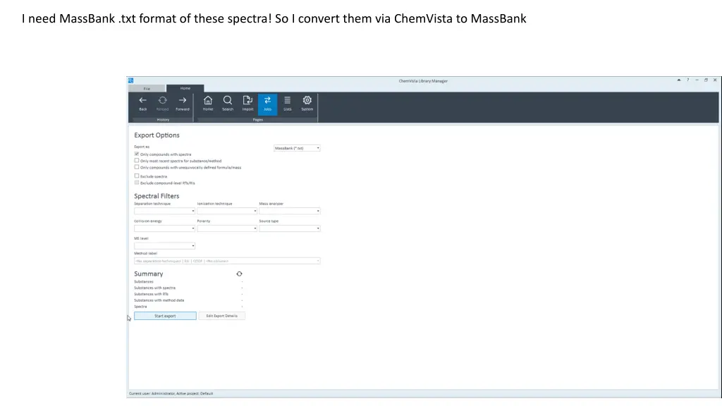 i need massbank txt format of these spectra