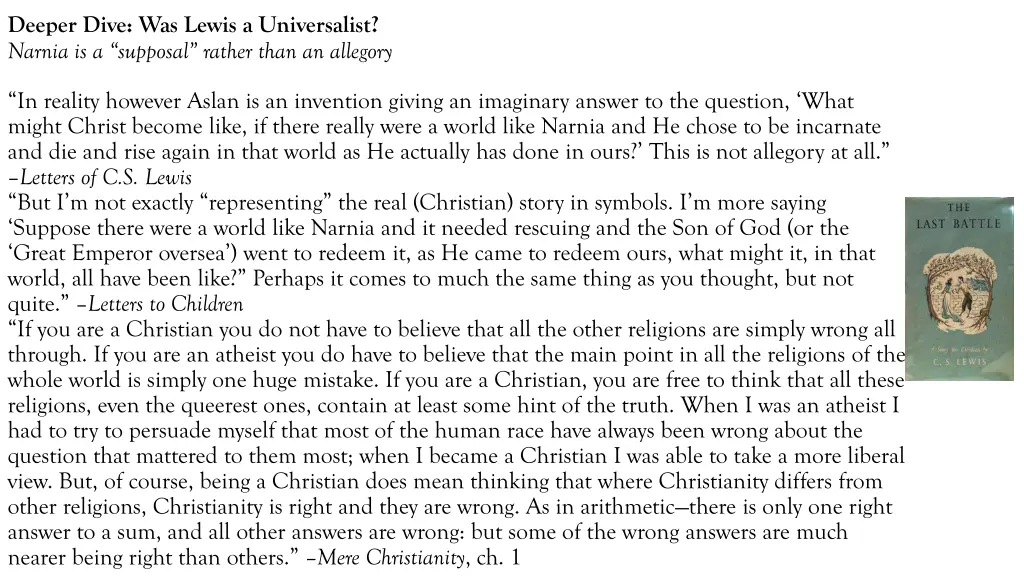 deeper dive was lewis a universalist narnia