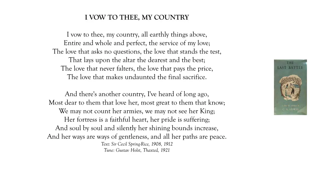 i vow to thee my country