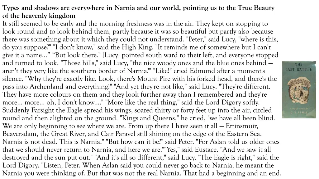 types and shadows are everywhere in narnia
