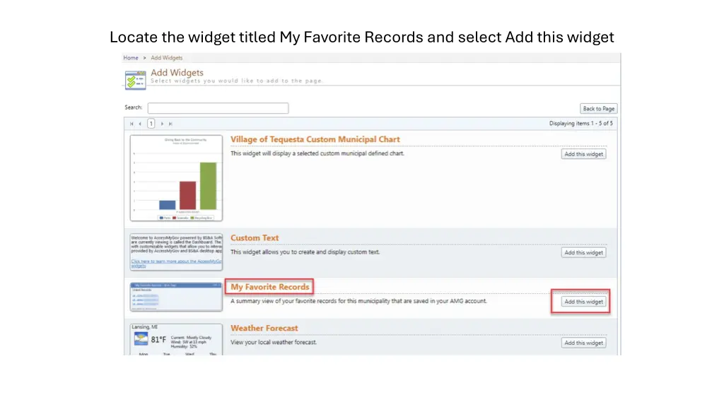locate the widget titled my favorite records