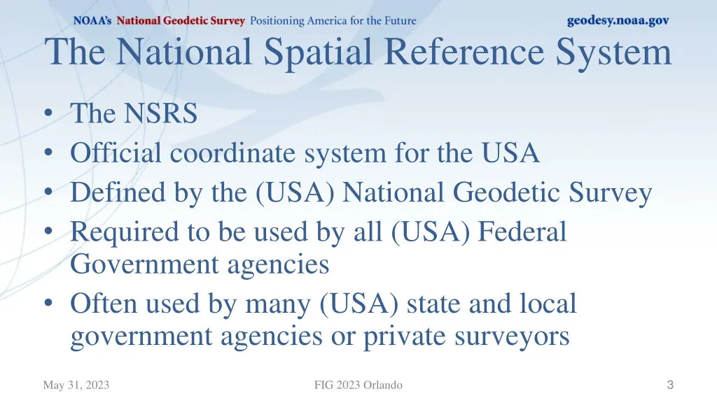 the national spatial reference system
