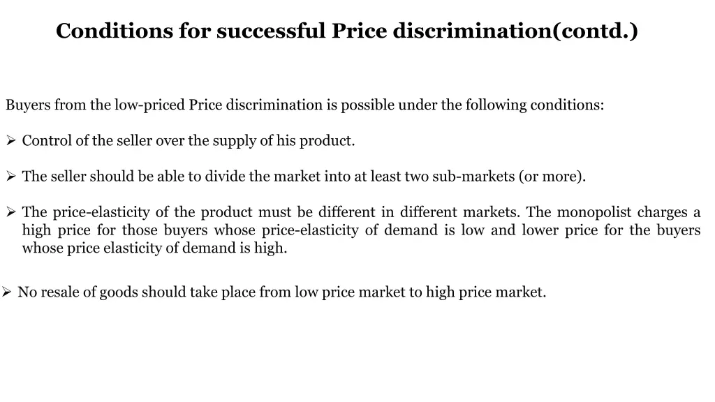 conditions for successful price discrimination