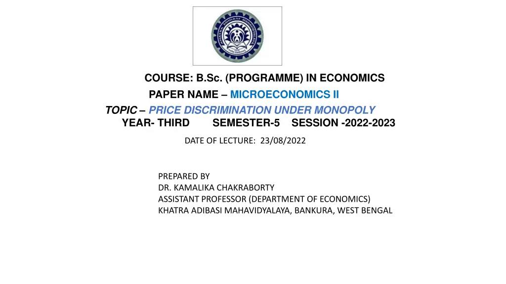 course b sc programme in economics