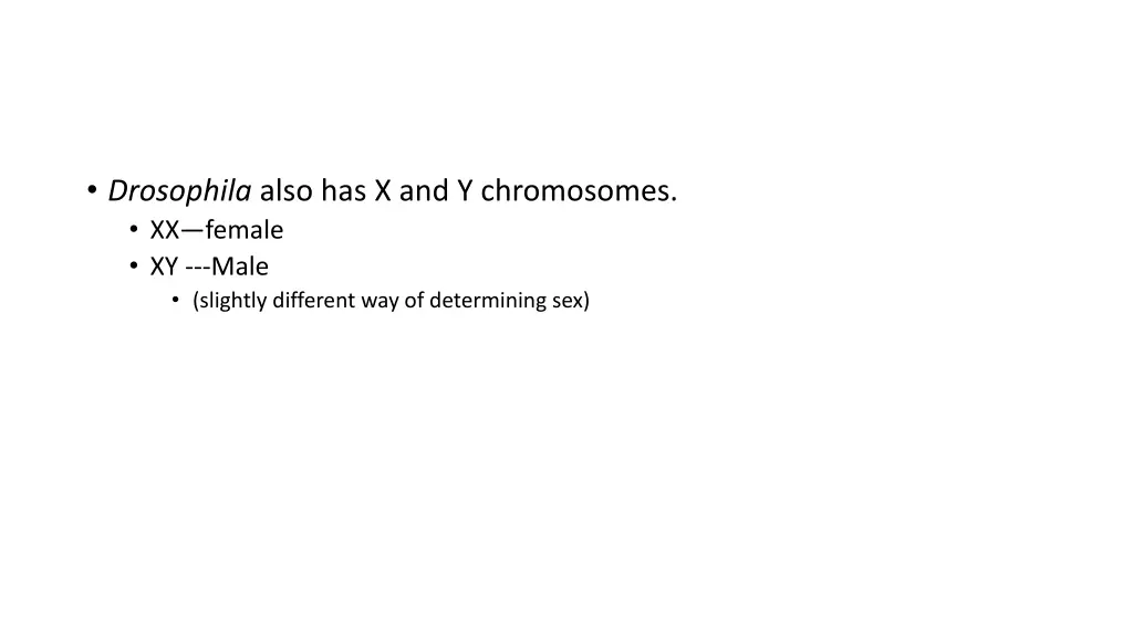 drosophila also has x and y chromosomes xx female