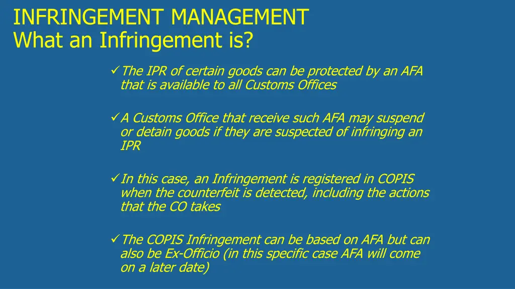 infringement management what an infringement is