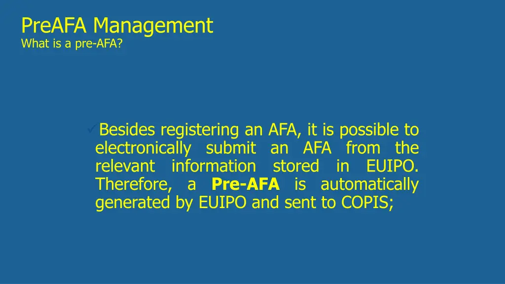 preafa management what is a pre afa
