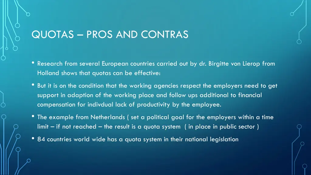 quotas pros and contras