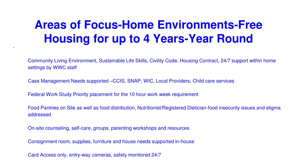 areas of focus home environments free housing