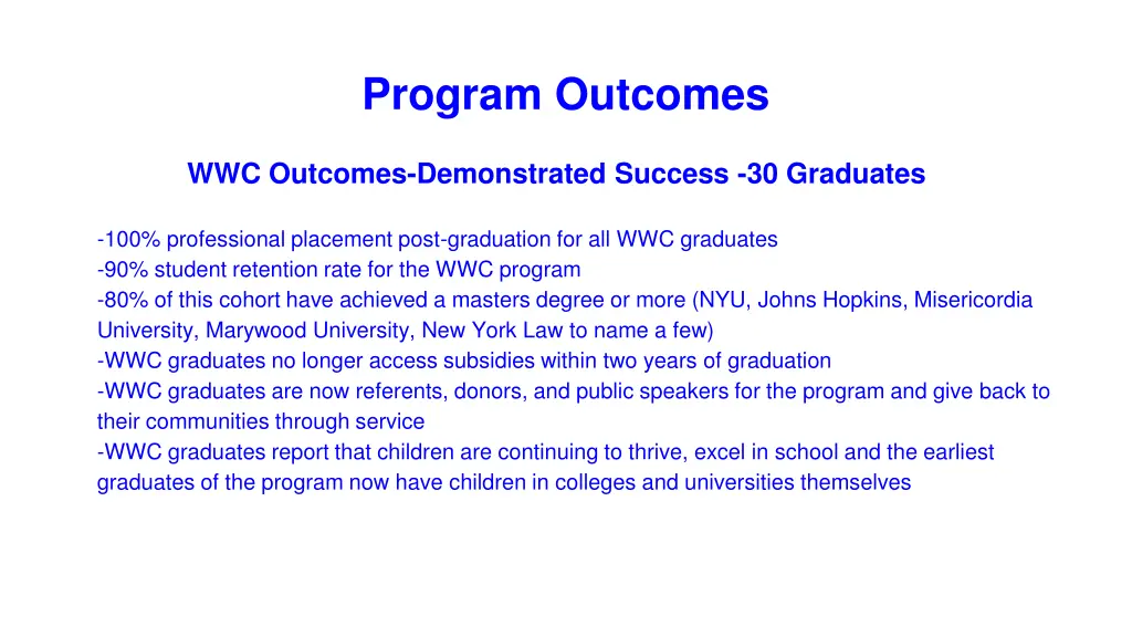 program outcomes