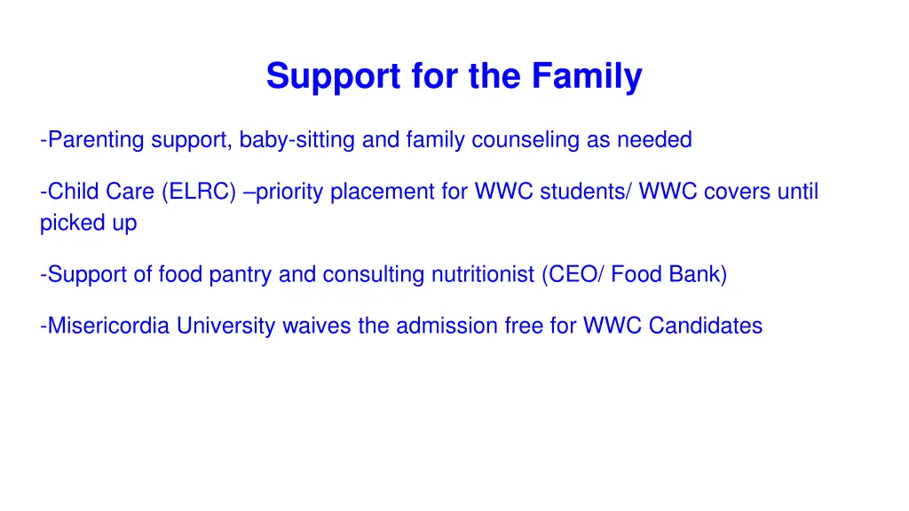 support for the family