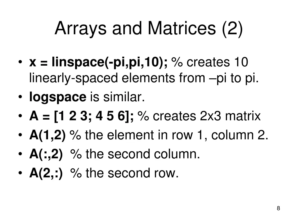 arrays and matrices 2