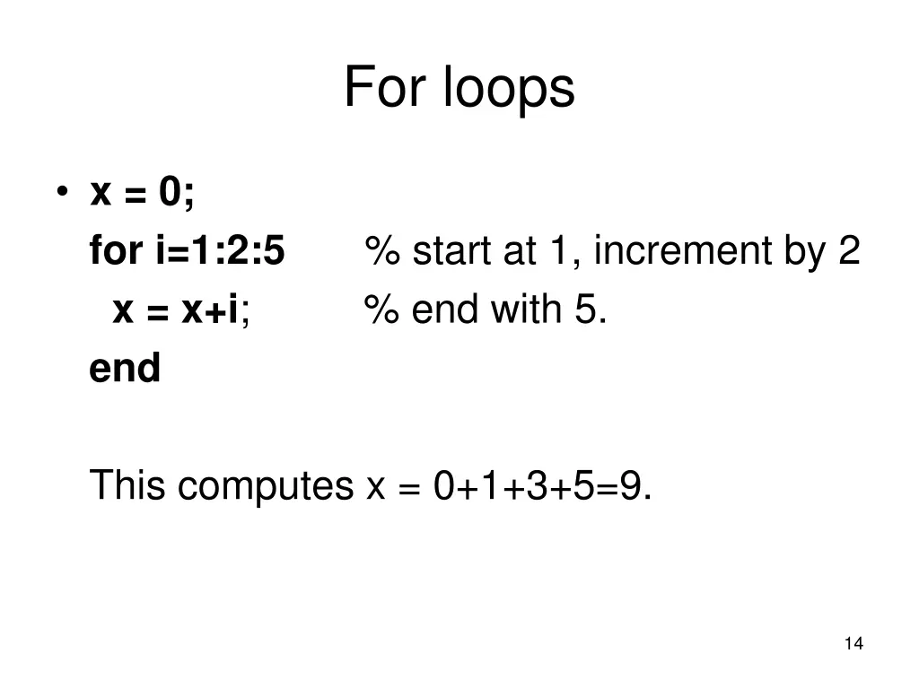 for loops