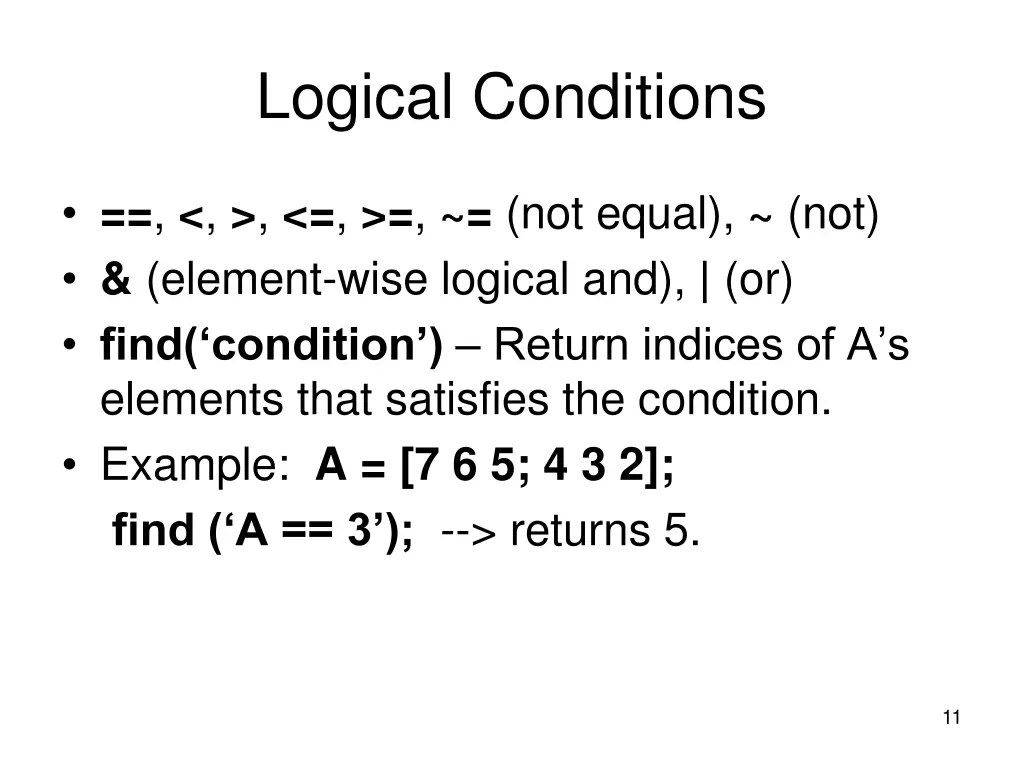 logical conditions